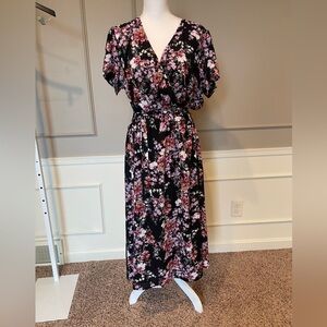Christopher & Banks Floral Maxi Dress - Black and Pink
